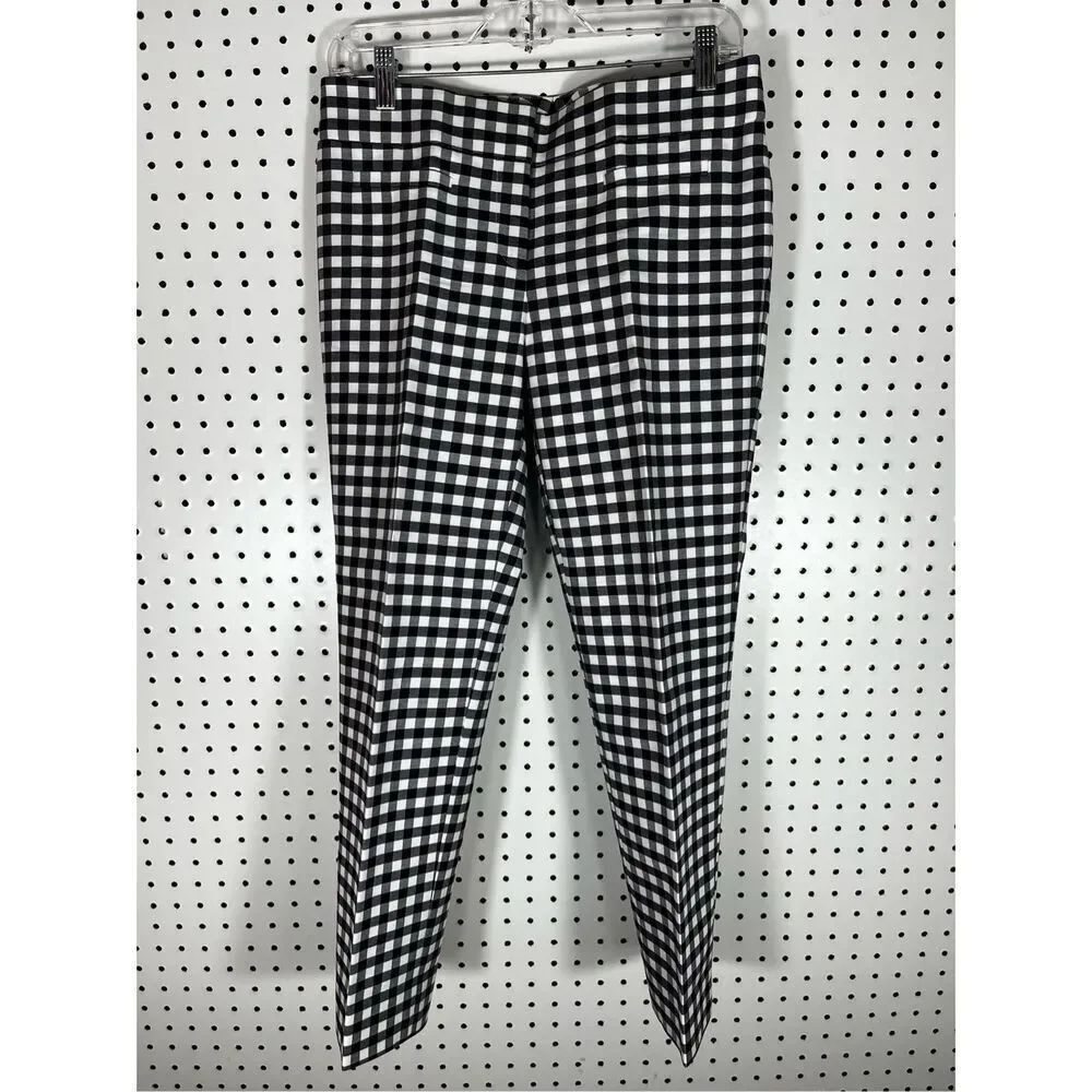 Ann Taylor pull on pleated gingham print pants size 2